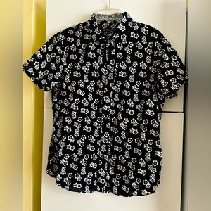 Print button down short sleeve